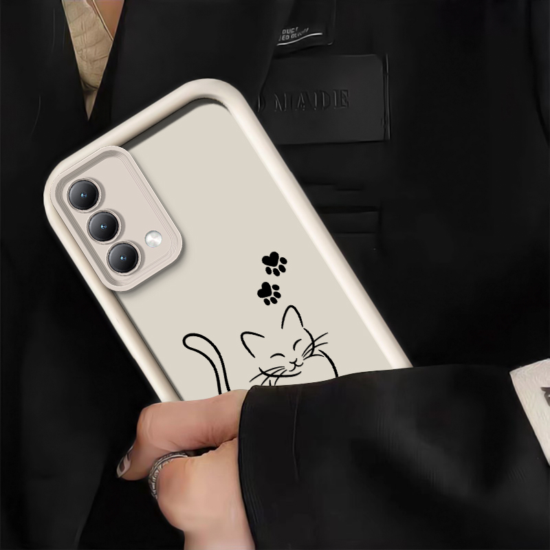 Cute Cat Line Black Phone Case - Oppo A78 review and price